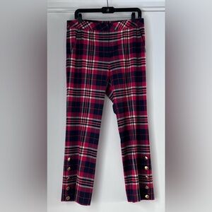 Trina Turk Plaid Boot Cut Pants - Red and Naby